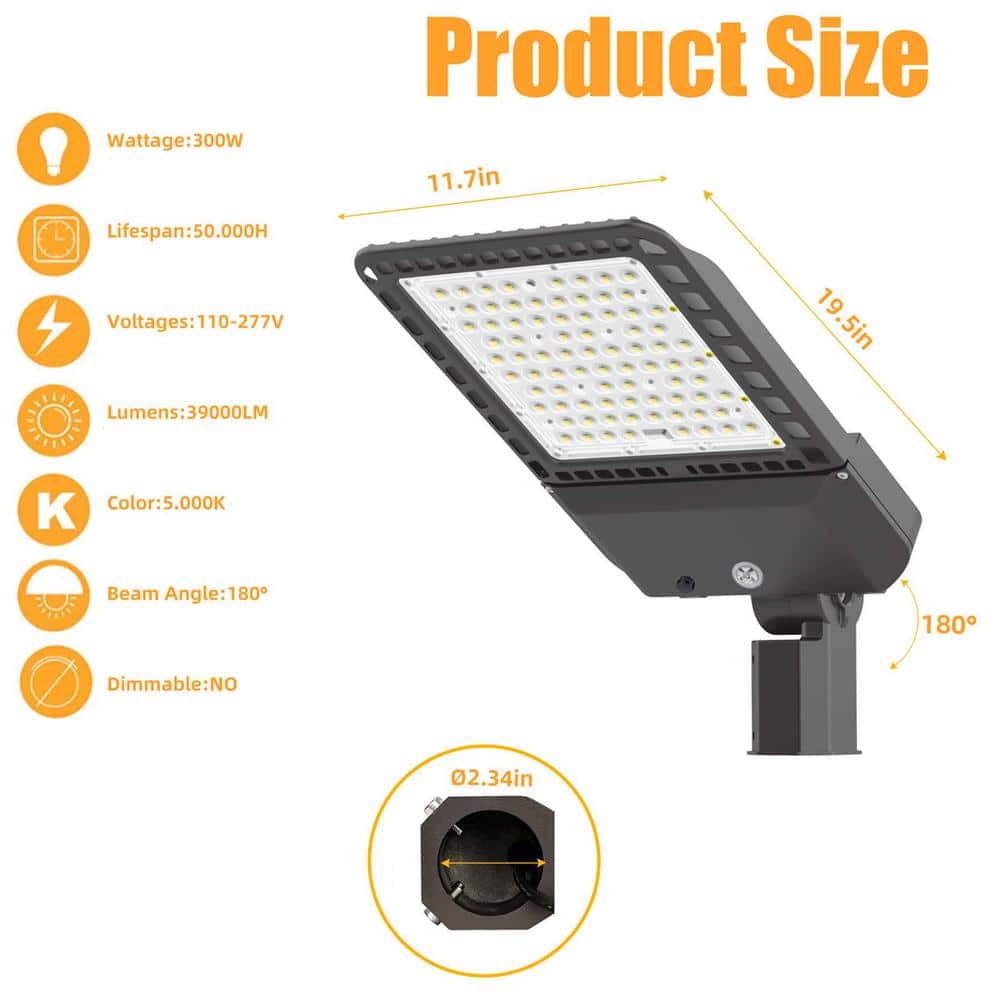 1500-Watt Equivalent Integrated LED Parking Lot Area Light,5000K Slip Fitter,39000 Lumens Dusk to Dawn Commercial Light - Hercitys