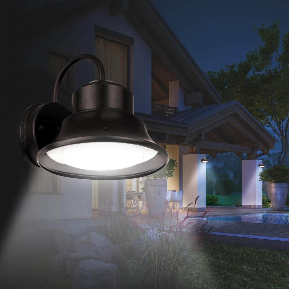1000 Lumen Integrated LED Bronze Dusk to Dawn Bell Wall Light, 4000K - Hercitys