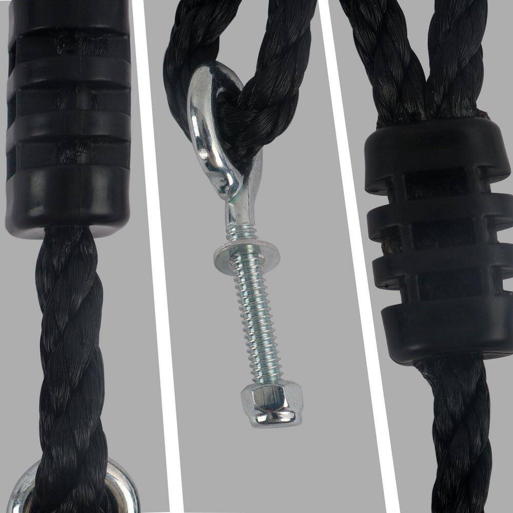 47 in. to 71 in. Adjustable 550 lb. Capacity Saucer Swing Replacement Straps, Black (2-Pack) - Hercitys