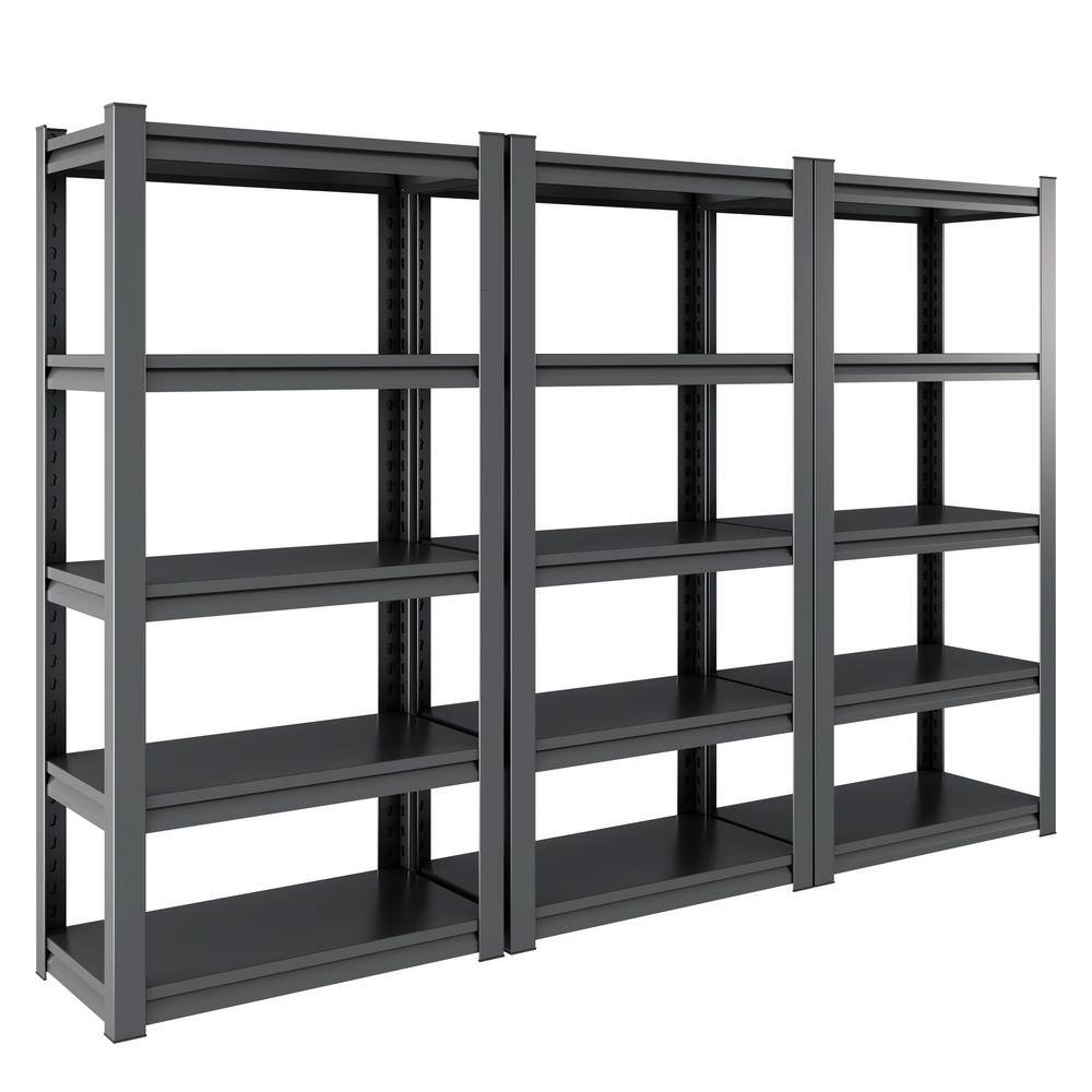 5-Tier Metal Heavy Duty Household shelving Unit in Black (31.5 in. W x 63 in. H x 15.7 in. D) - Hercitys