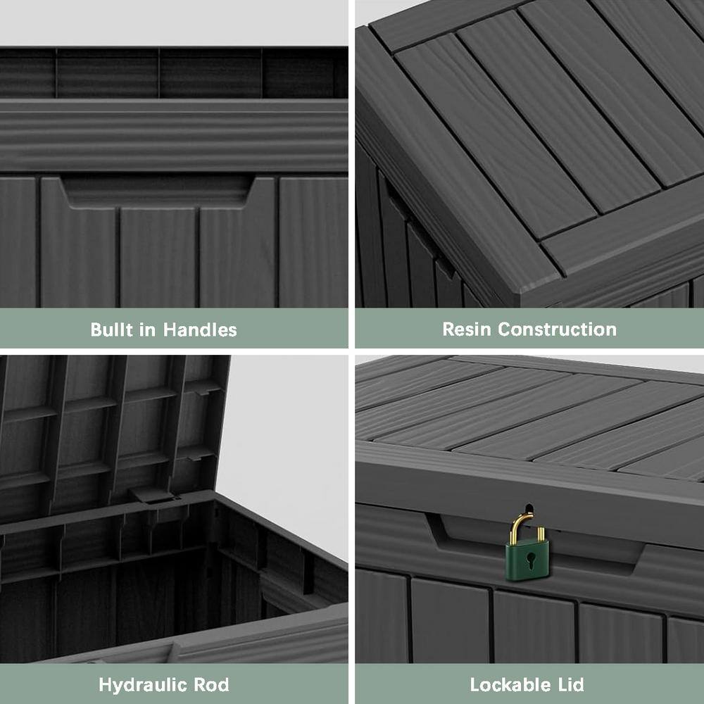 45 Gal. Black Lockable Resin Deck Box - Hercitys