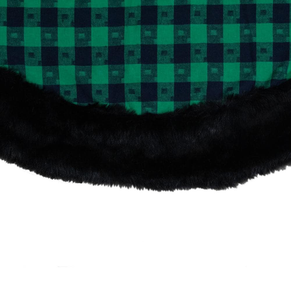 48 in. Green and Black Plaid Christmas Tree Skirt - Hercitys