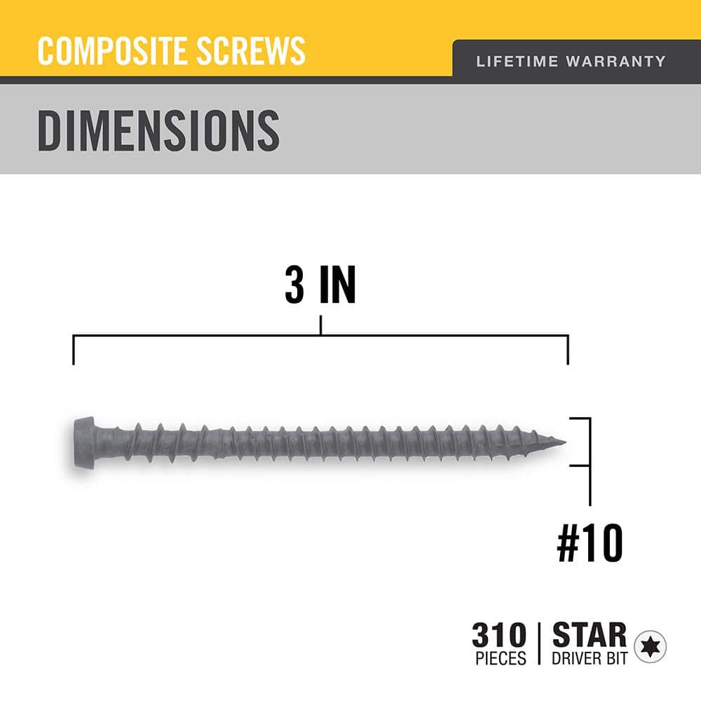 5-Pack #10 x 3 in. Gray Star Drive Pan-Head Composite Deck Screws (25 lb. / 1,550-Piece) - Hercitys