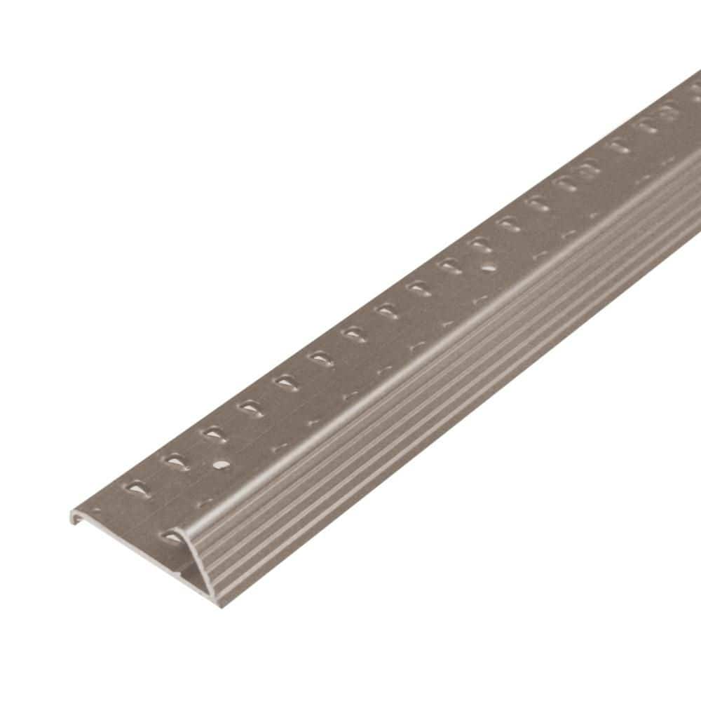 1.38 in. x 96 in. Pewter Fluted Aluminum Carpet Gripper with Teeth - Hercitys