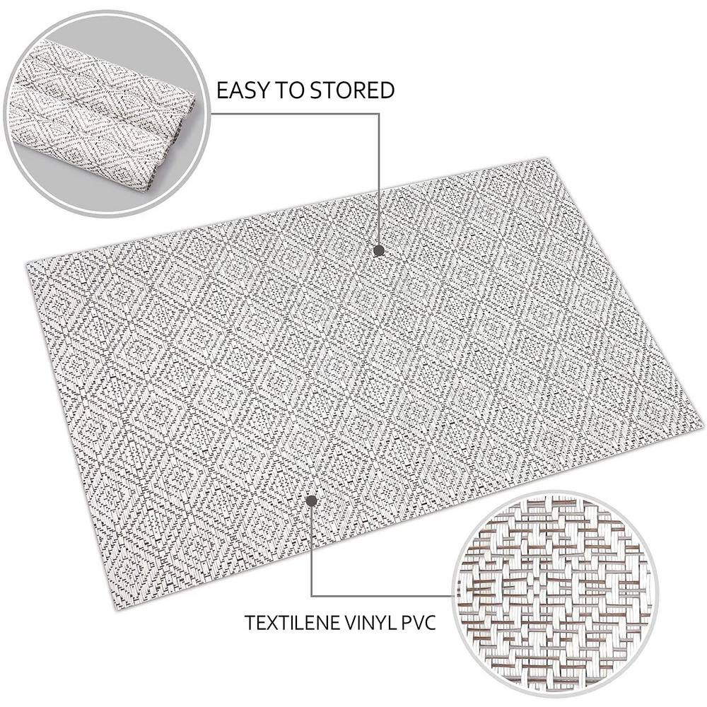 18 in. x 12 in. White Weave Vinyl Placemat (Set of 4) - Hercitys