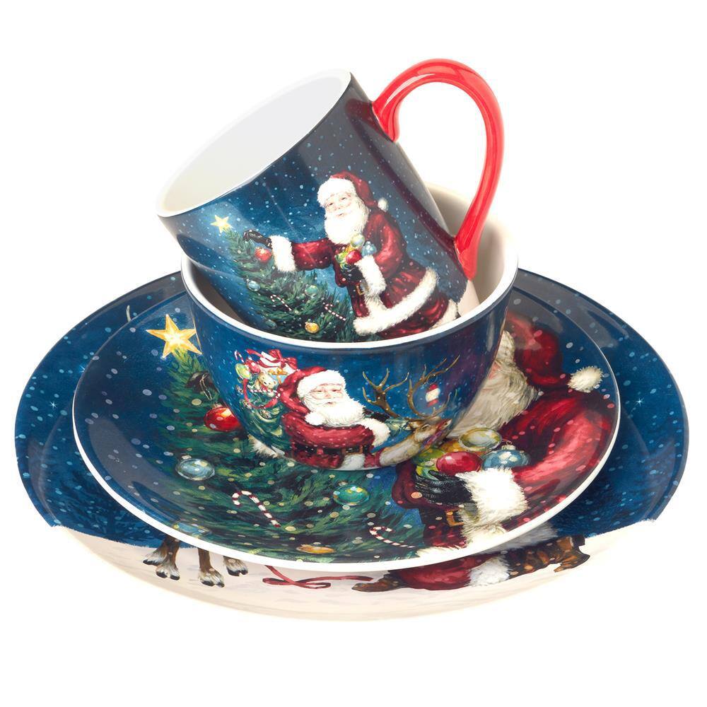 16-Piece Earthenware Santa’s Secret Dinnerware Set - Hercitys