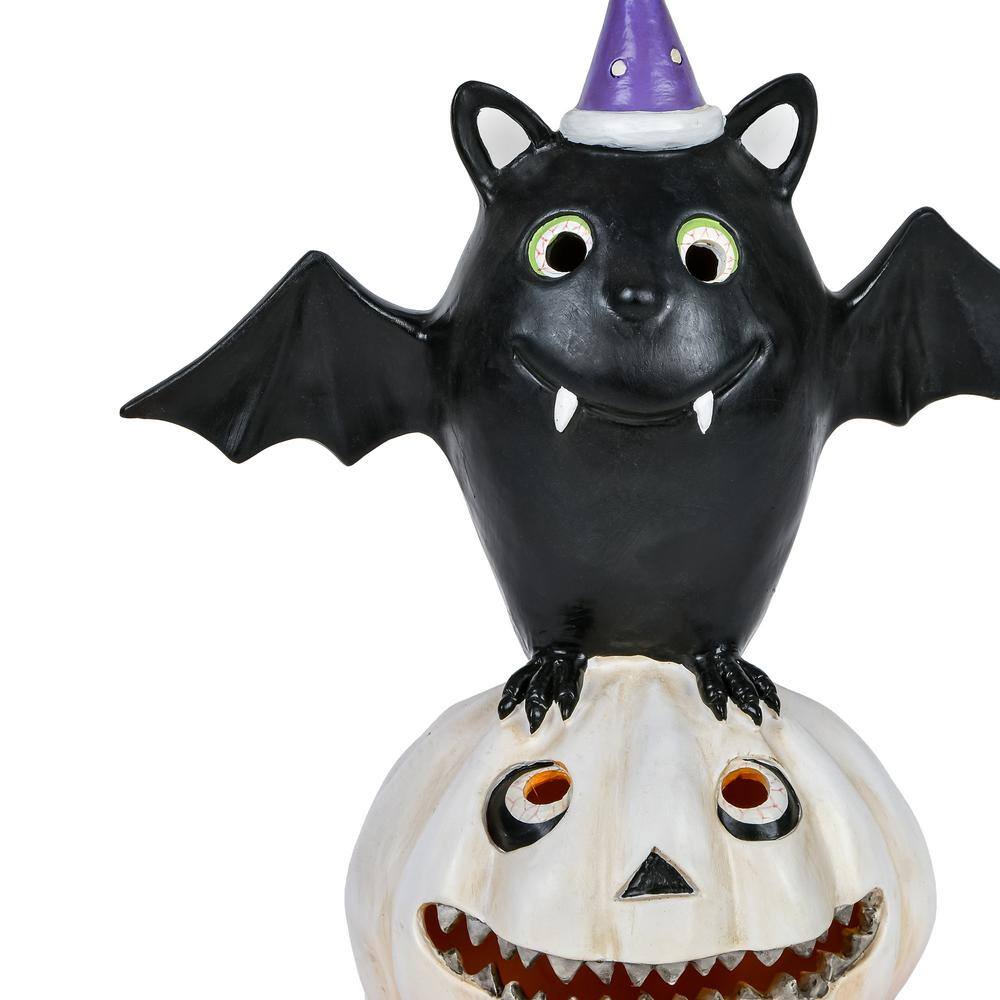 22 in. Pre-Lit Bat Standing on Pumpkins – Battery Operated - Hercitys