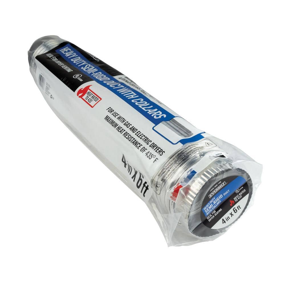 4 in. x 6 ft. Heavy Duty Aluminum Duct with Collars - Hercitys