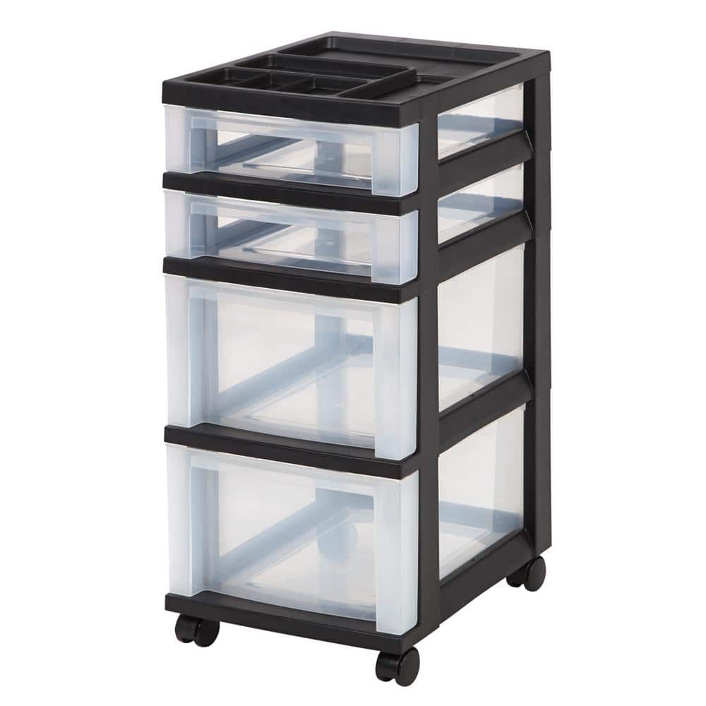 4 Drawer Rolling Storage Cart in Black - Hercitys