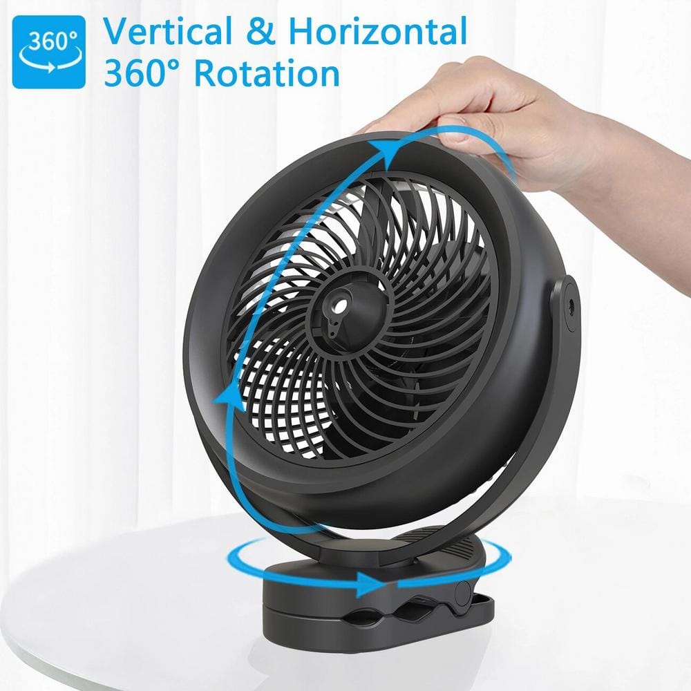10000mAh Battery Operated 8 in. 3 Fan Speeds Personal Misting Fan in Black Detachable Battery 2 Mist Modes w/200ml Tank - Hercitys
