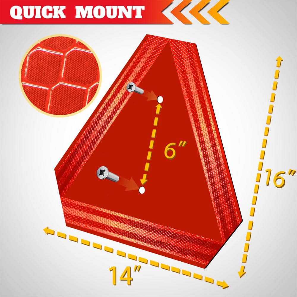 14 in. x 16 in. Aluminum Slow Moving Vehicle Sign – Highly Visible Triangle Safety Sign with Reflective Film - Hercitys