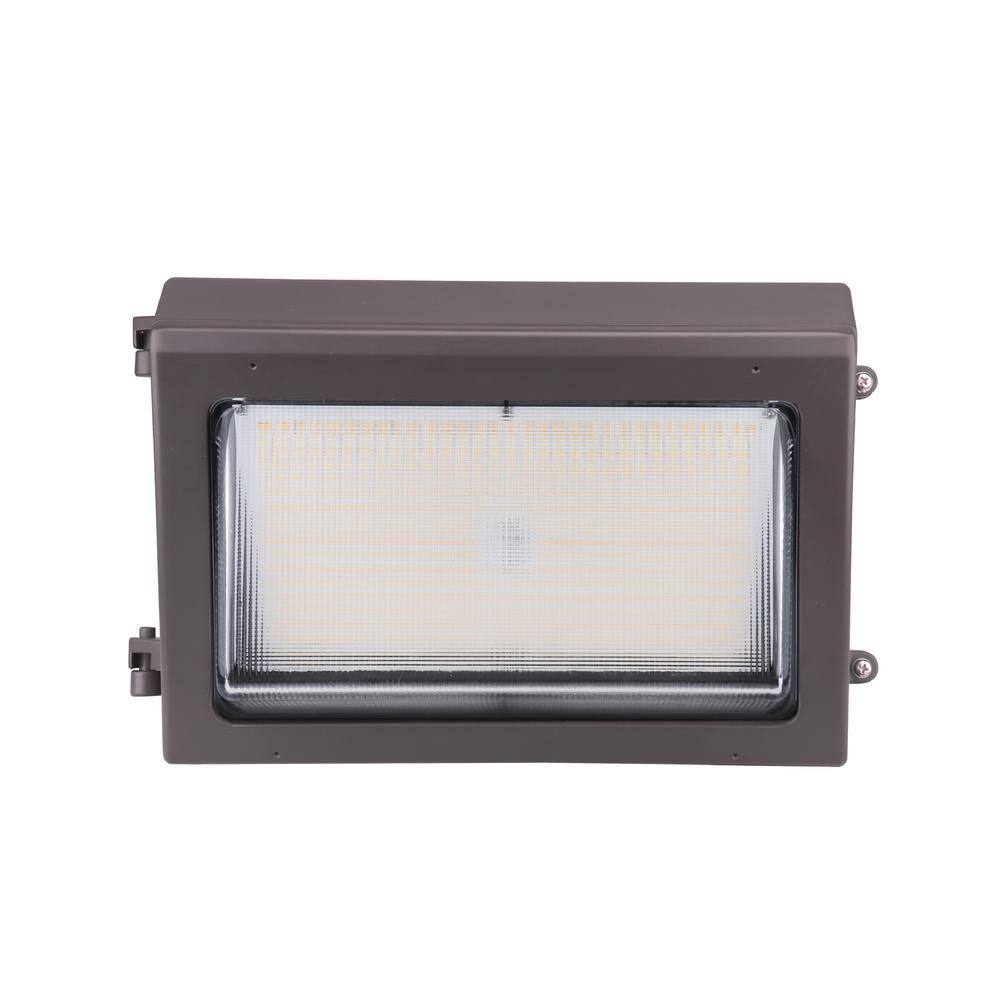250- Watt Equivalent Integrated LED Black Dusk to Dawn Wall Pack Light, Selectable Lumens, CCT 3000K-5000K - Hercitys