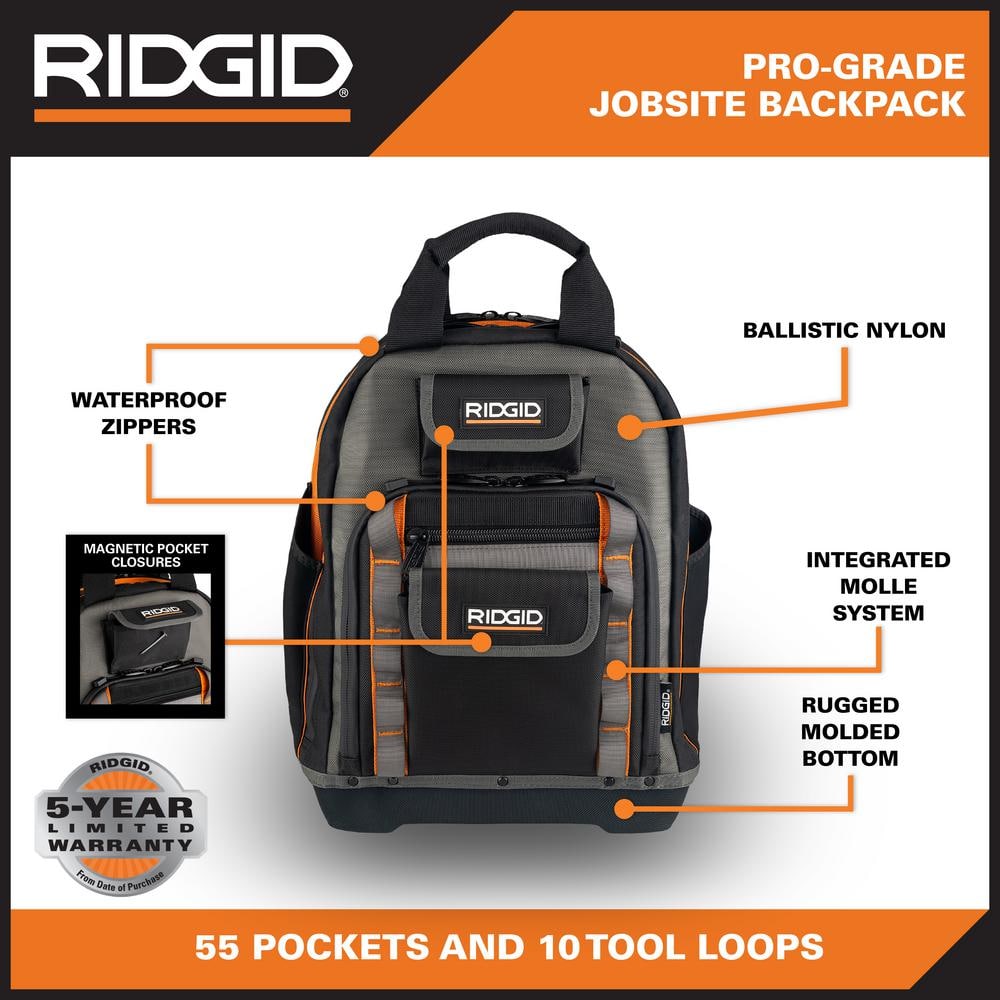 15 in. 55 Pocket Professional Grade Tool Backpack - Hercitys