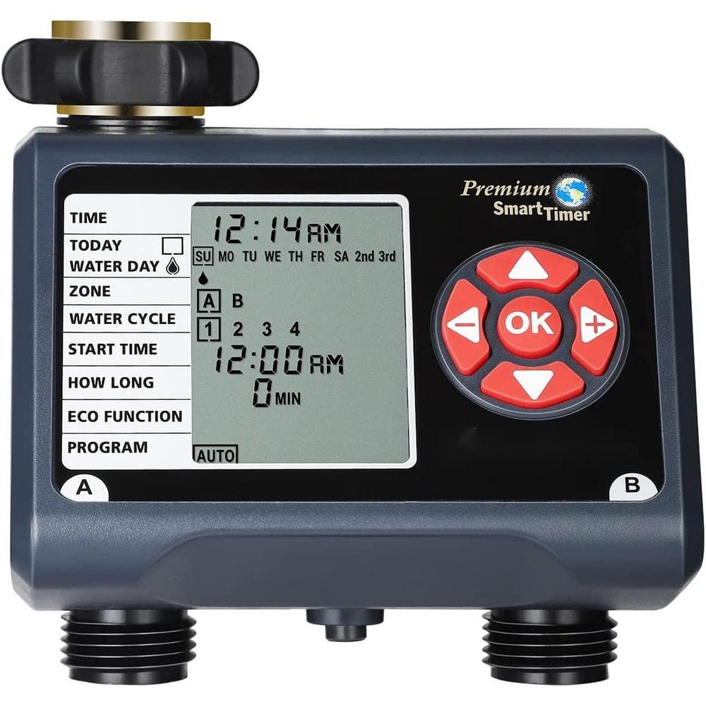 2 Zone, Water Timer for Garden Hose, Sprinkler Timer, Programmable Hose Timer Faucet Watering with Automatic/Rain Delay - Hercitys
