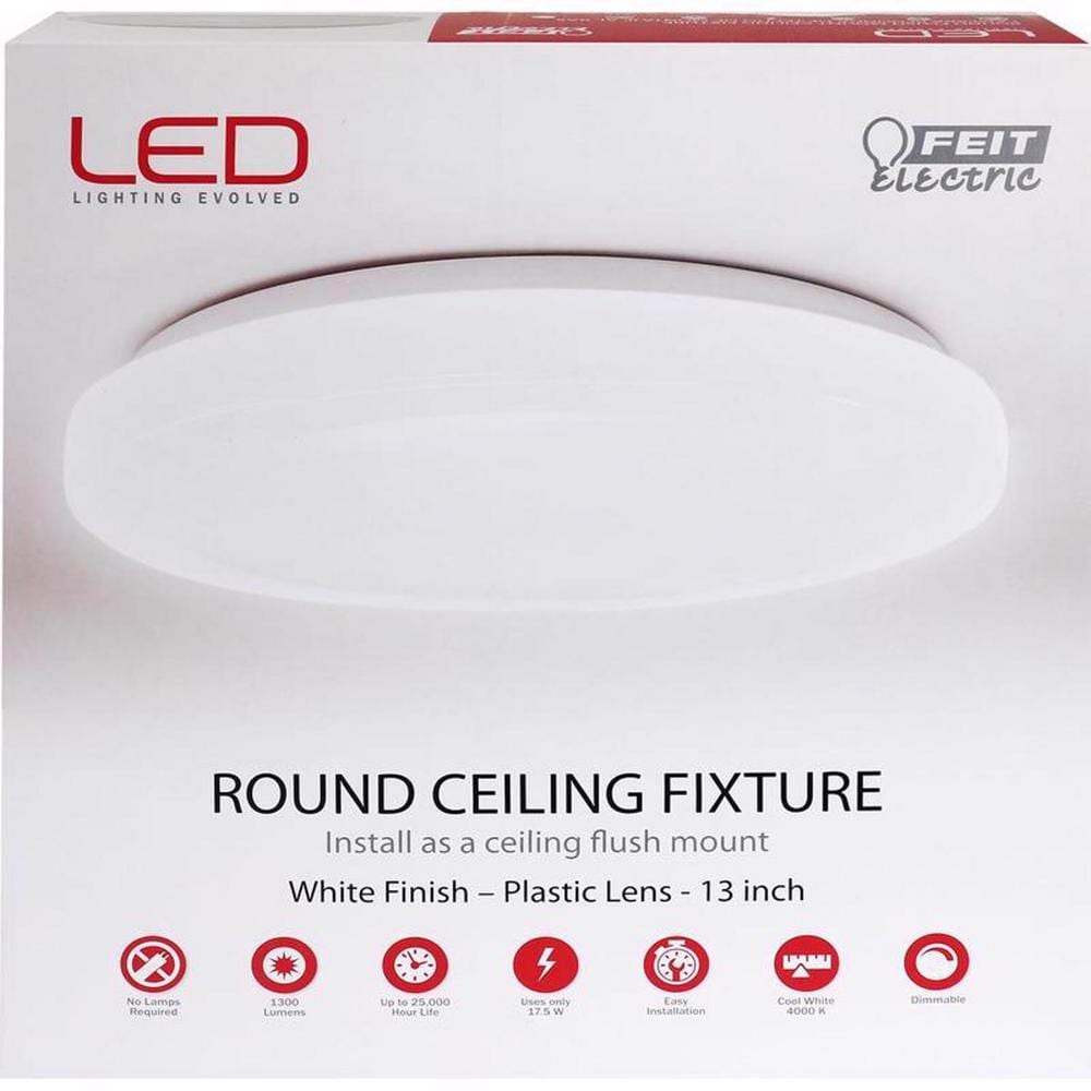 13 in. H X 13 in. W X 3.8 in. L 17-Watt White LED Flush Mount Ceiling Light Fixture - Hercitys