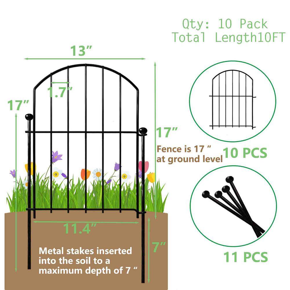 24 in. H x 13 in. L Metal Garden Fence, 10-Pack - Hercitys