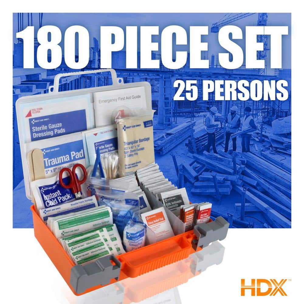 180-Piece, 25-Person Plastic OSHA First Aid Kit - Hercitys