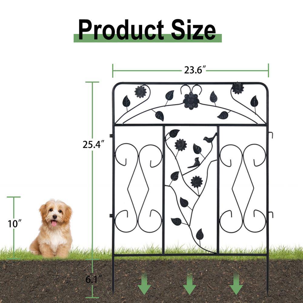 32 in. Black Metal Fencing Panels Tall Decorative Garden Fence, (5-Pack) - Hercitys