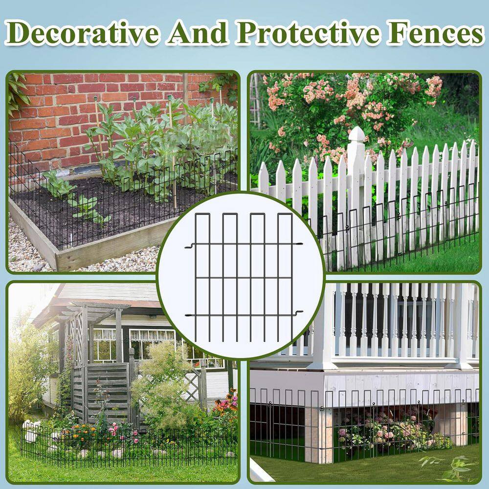 25 Pack No Dig Garden Fence Animal Barrier 27 ft. Rustproof 17 in. H 1.25 in. Spike Spacing Dog Digging Prevention - Hercitys