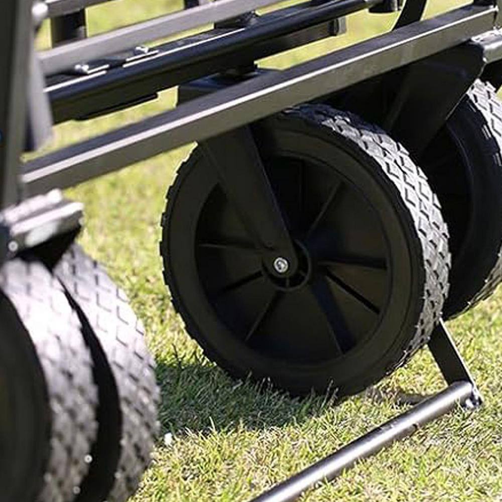 4.9 cu. ft. Fabric PVC Garden Cart, 2-Fold Collapsible Wagon Cart with Metal Frame, Cup Holder, Adjustable Handle, Green - Hercitys