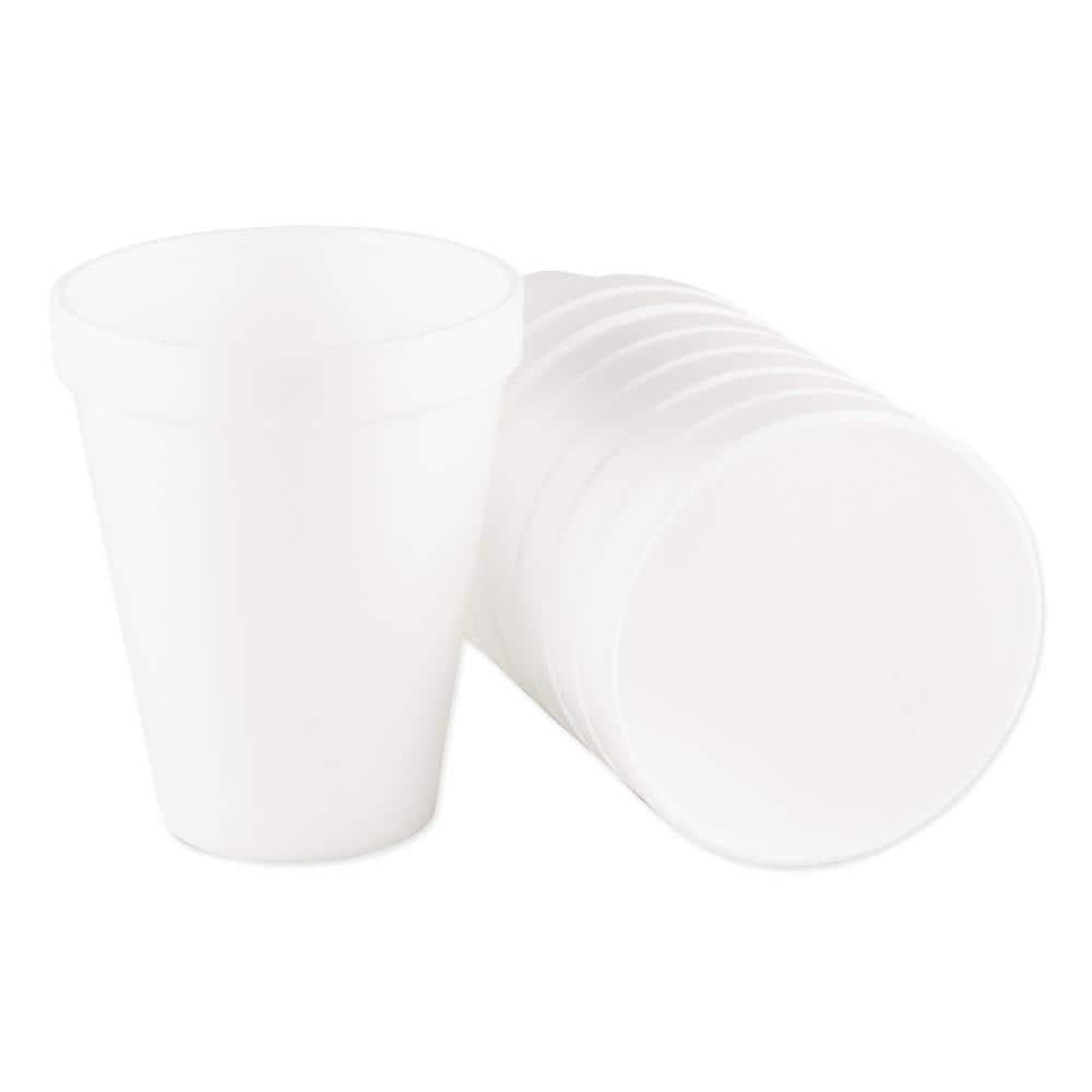 10 oz. White Disposable Foam Cups, 25/Bag, 40 Bags/Carton - Hercitys