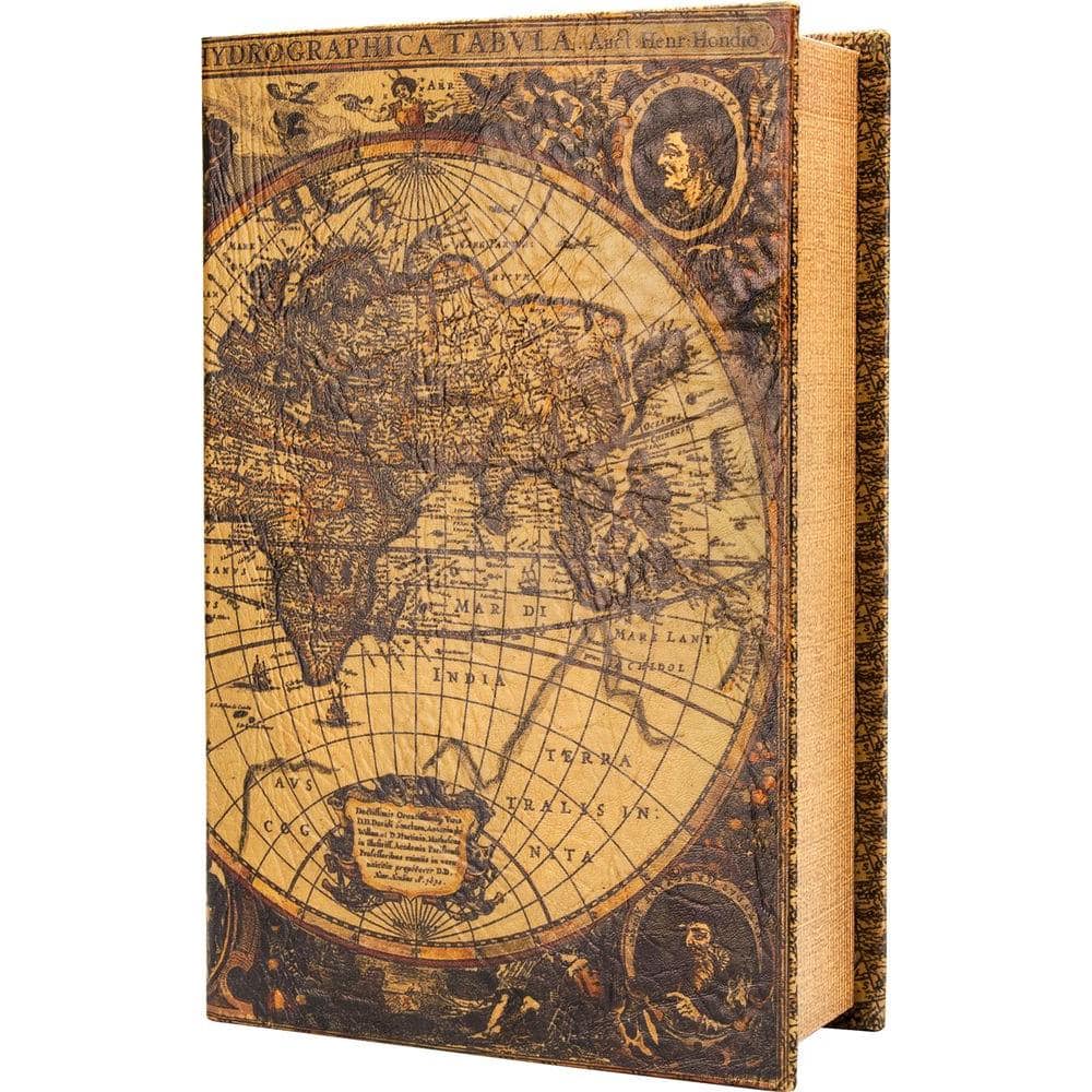 0.06 cu. ft. Antique Map Steel Book Lock Box Safe - Hercitys