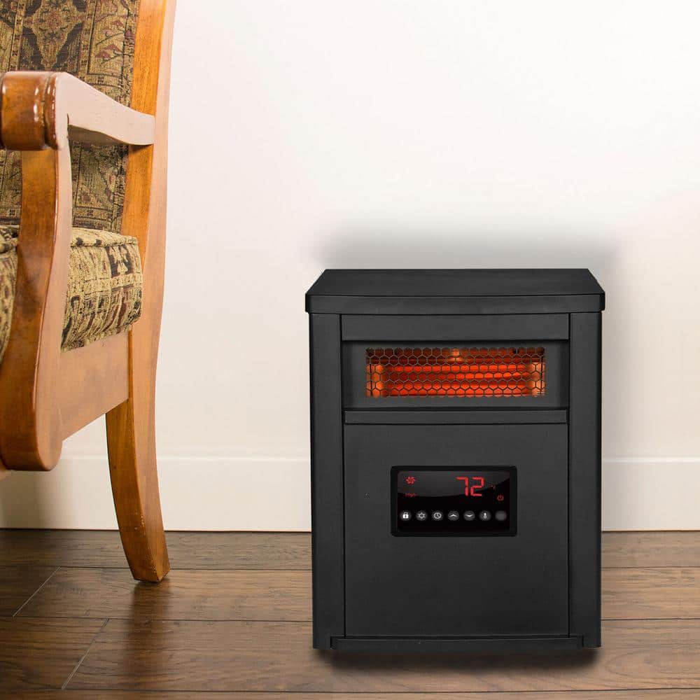 1500-Watt Electric Cabinet 6-Element Infrared Heater with Black Steel - Hercitys