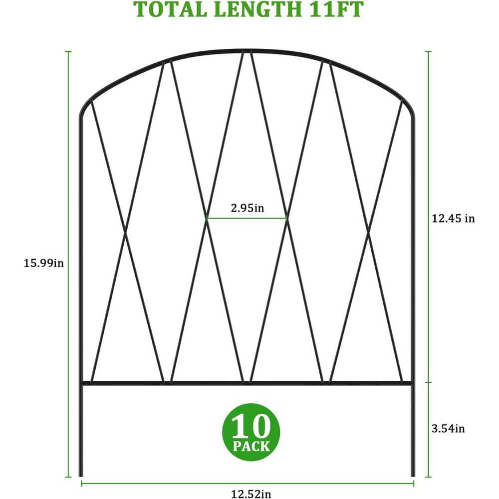 16 in. Metal Garden Fence 10 Pack Rustproof Arched Decorative Wire Border Barrier Panel for Patio Landscape Outdoor - Hercitys