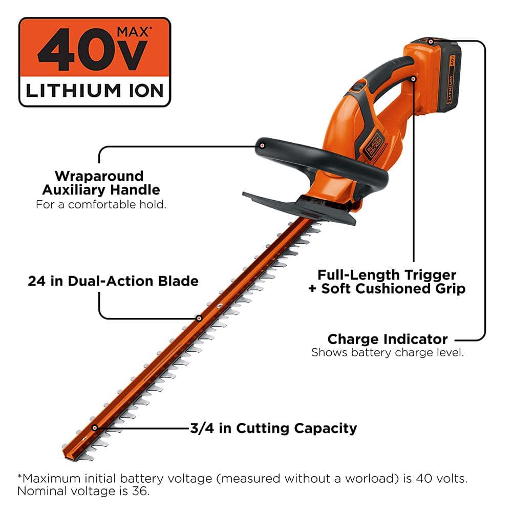 40V MAX Cordless Battery Powered Hedge Trimmer Kit with (1) 1.5Ah Battery & Charger - Hercitys
