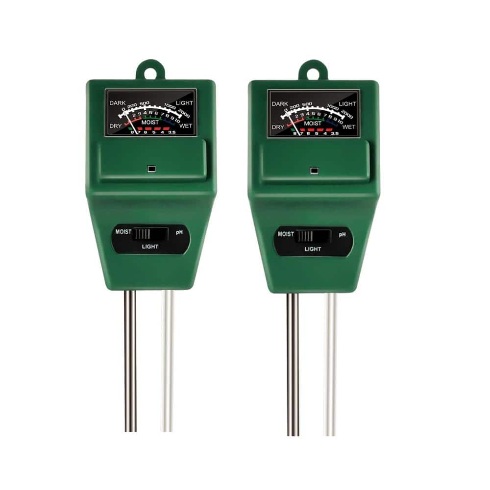 3-in-1 Soil Moisture/Light/pH Meter for Plant Care Sensor Kits for Home and Garden Lawn, Farm, Square (2-Pack) - Hercitys