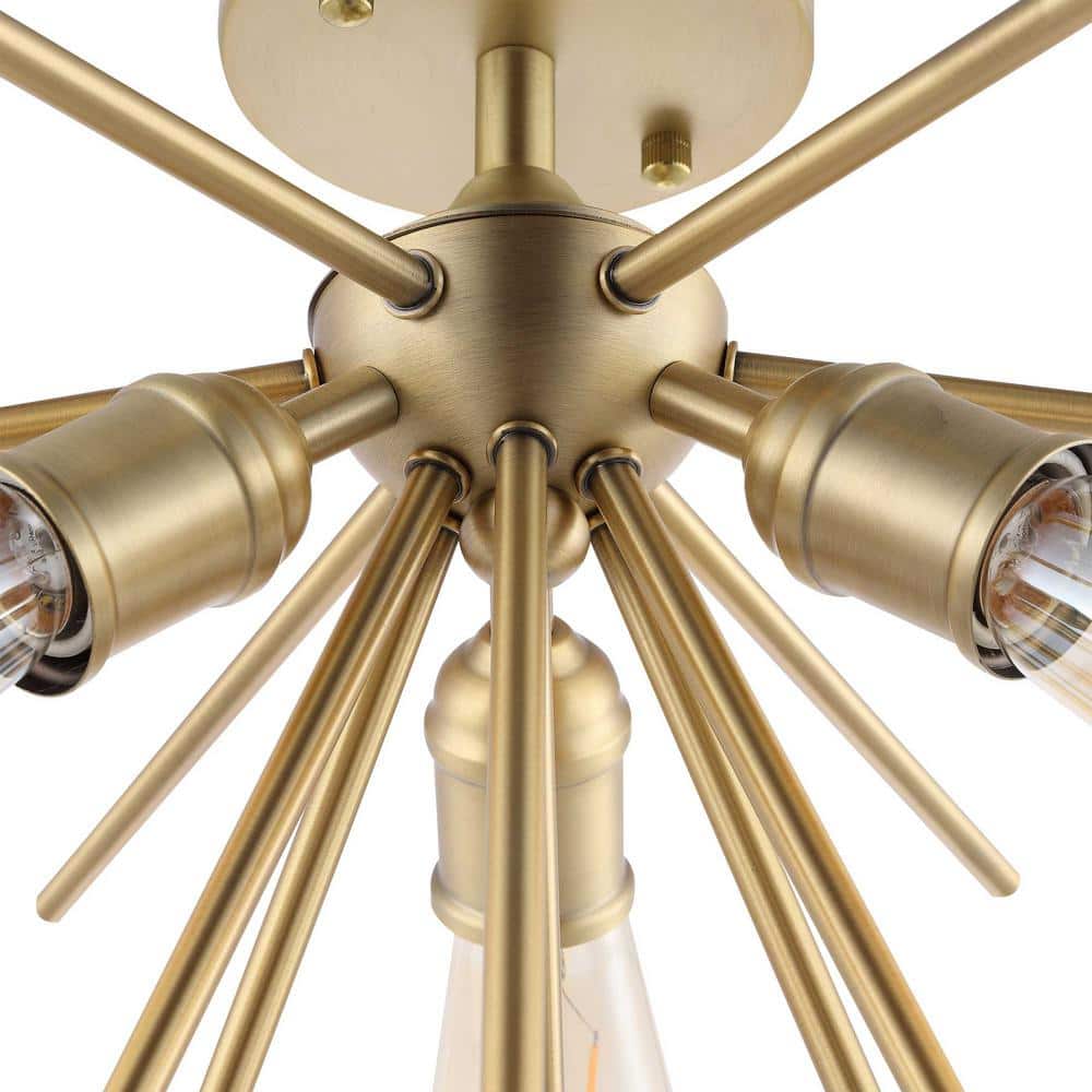 10.6 in. 3-Light Painted Semi- Flush Mount with No Bulbs Included Golden - Hercitys