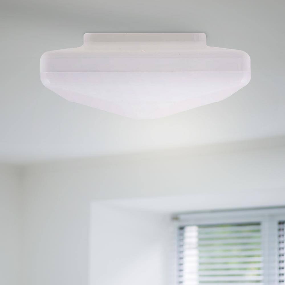 4.5 in. 60-Watt Square White Integrated LED Flush Mount with White Plastic Shade (4-Pack) - Hercitys