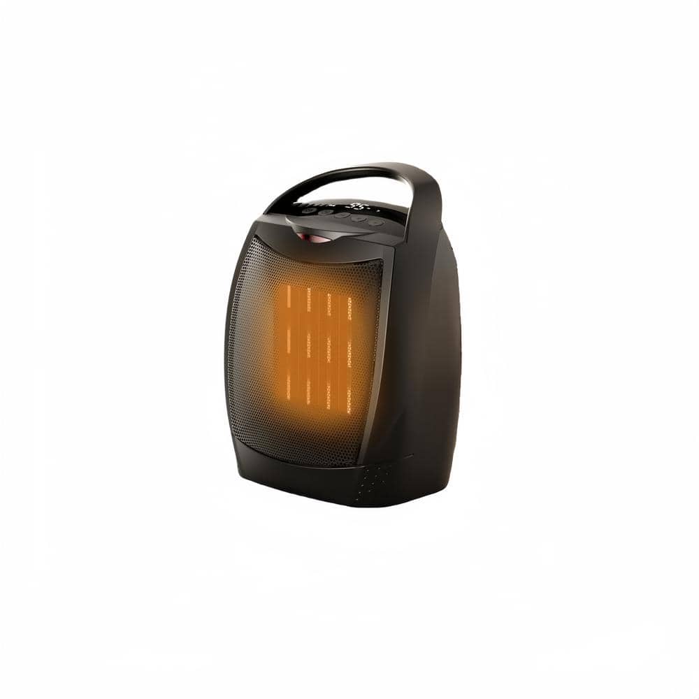 10.1 in. H 1500-Watt Electric Indoor Portable Ceramic Forced Air Fan Space Heater with Thermostat, Black - Hercitys