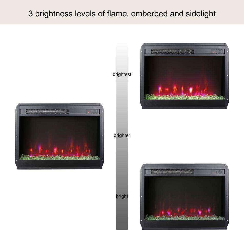 23 in. Wall Mount Electric Fireplace Insert in Black with Tempered Glass, Remote Control, Timer - Hercitys