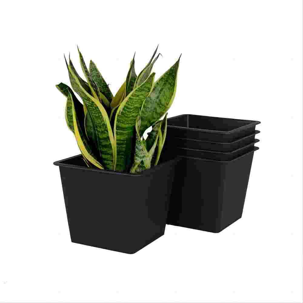 5 in. L x 5 in. W x  5 in. H x 5 in. Square Nursery Plant Pot Garden Plastic Pots with Drainage Holes (5-Pack) - Hercitys