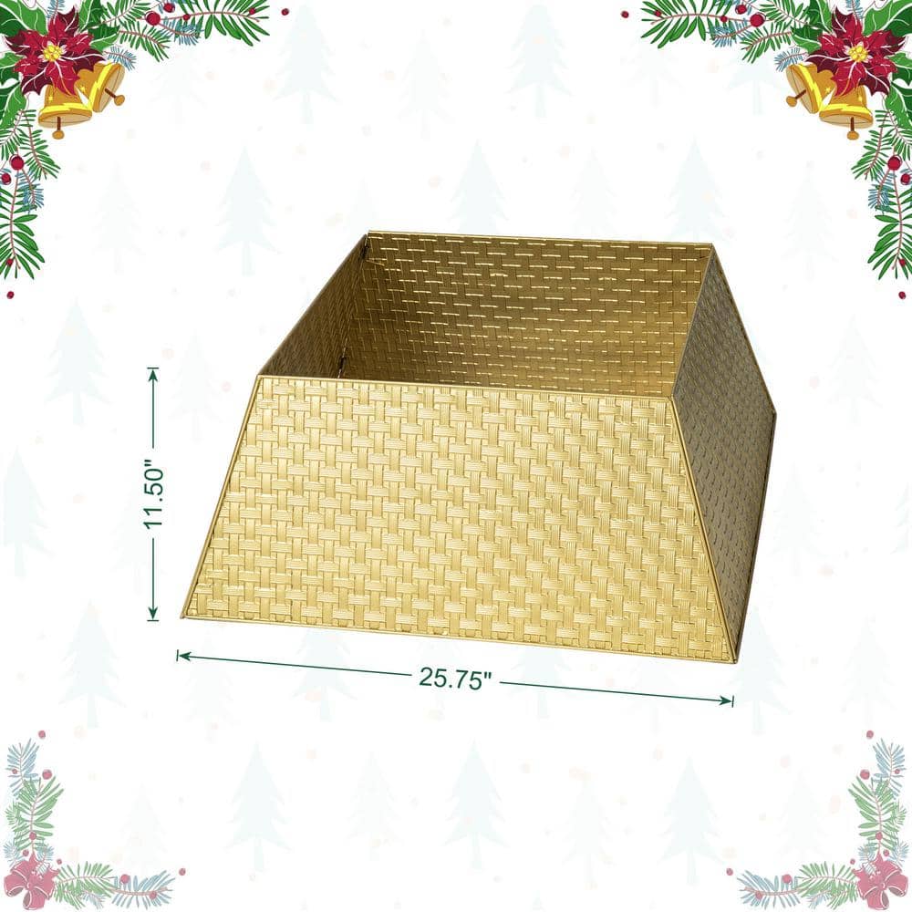25.75 in. L Trapezoid Gold Metal Weave Tree Collar - Hercitys