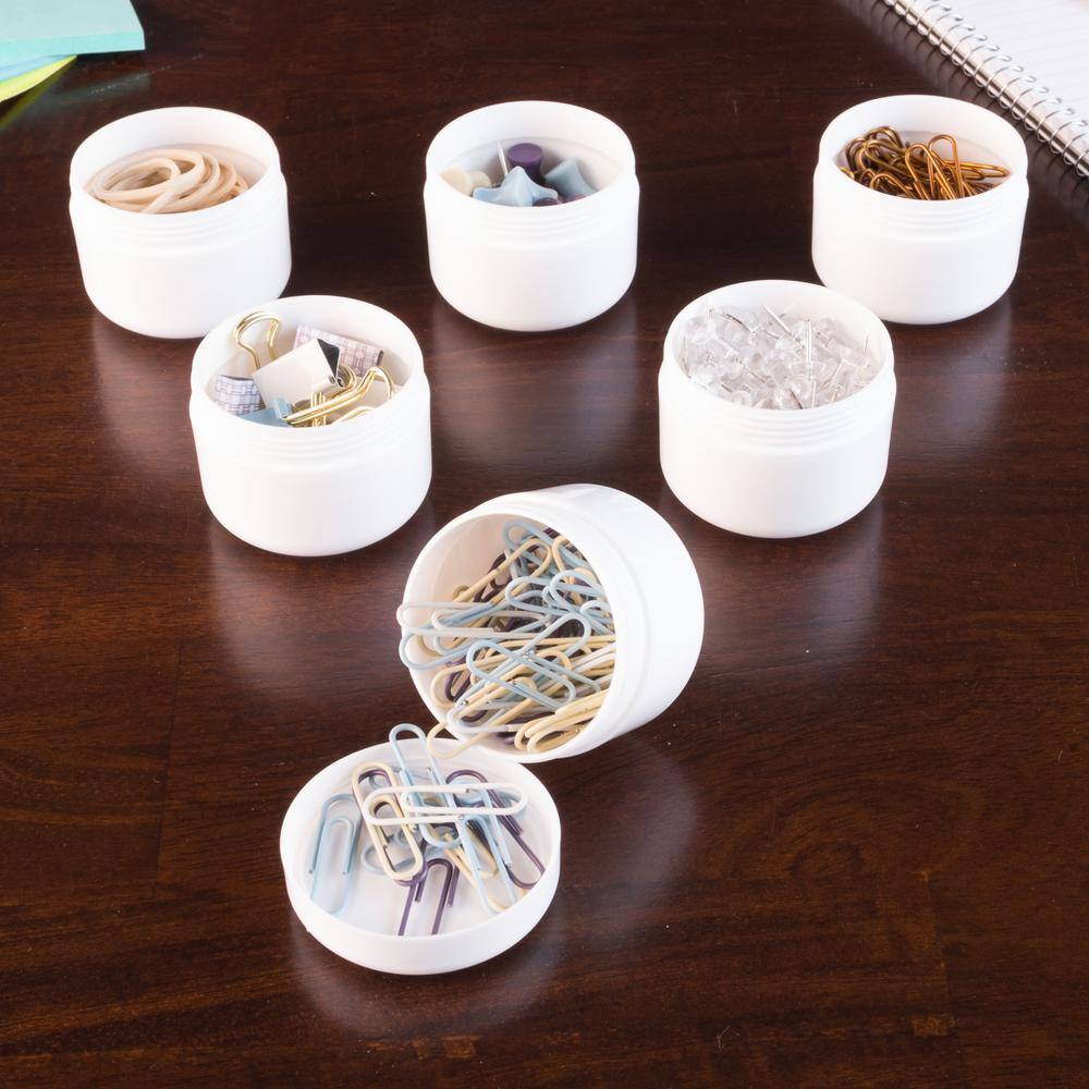 48-Pack 2 Oz White Plastic Containers with Inner and Outer Lid - Hercitys