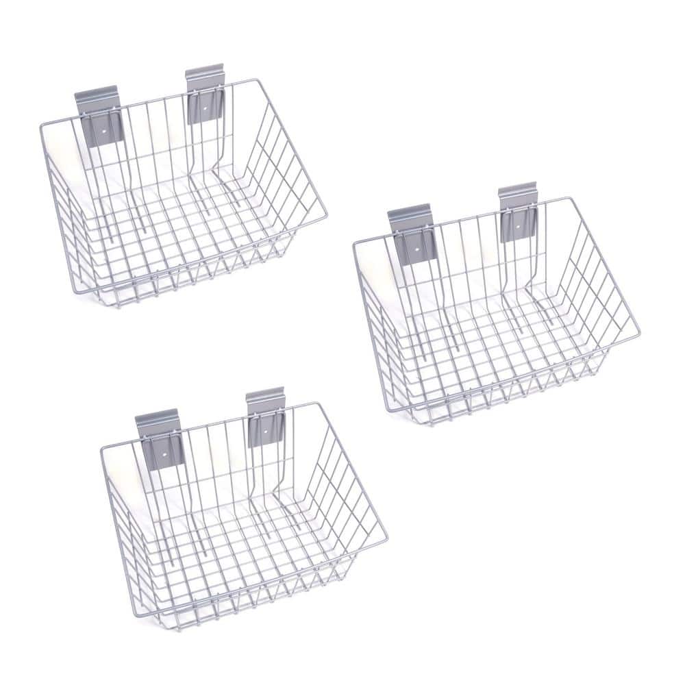 15 in. L x 11 in. W x 8 in. H Slatwall Medium Wire Basket (3-Pack) - Hercitys