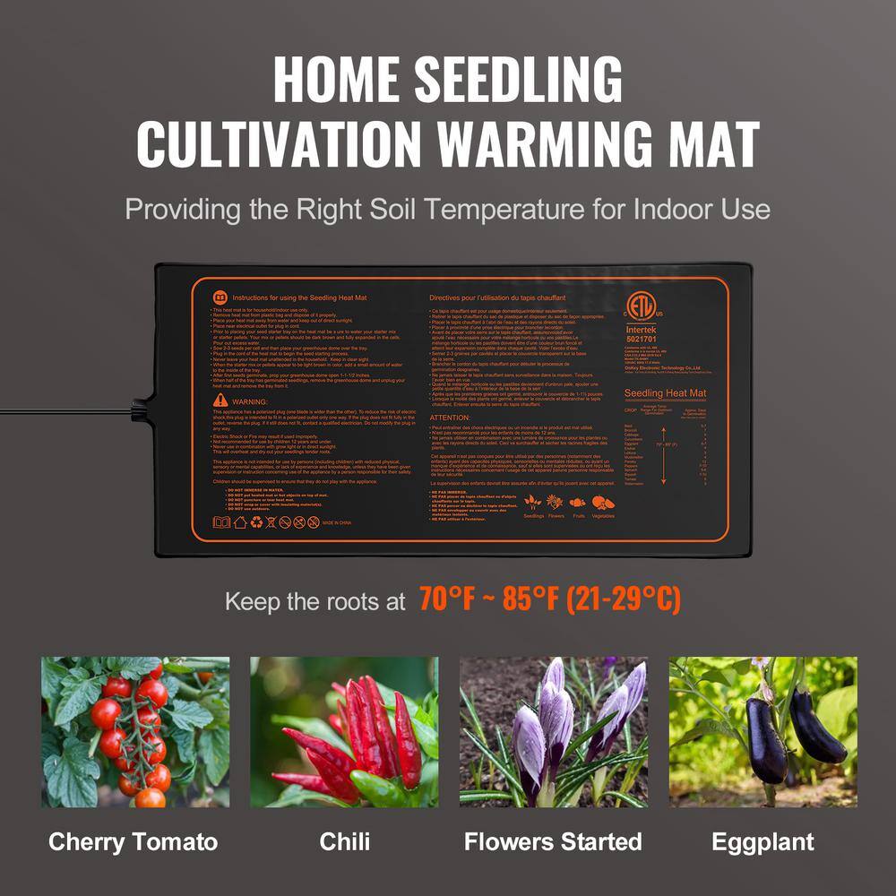 10 in. x 20.75 in. Seedling Heat Mat with Digital Thermostat, MET-Listed Heating Pad for Germination, Waterproof - Hercitys
