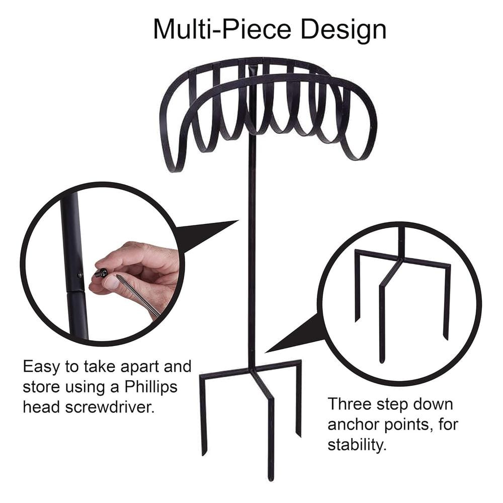 125 ft. Black Steel Decorative KD Hose Stand Garden Hose Reel - Hercitys