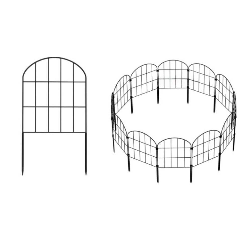 13 in. L x 24 in. H 10-Panels Rustproof Iron Decorative Garden Fence Panels, Animal Barrier Wire Panel Border in Black - Hercitys