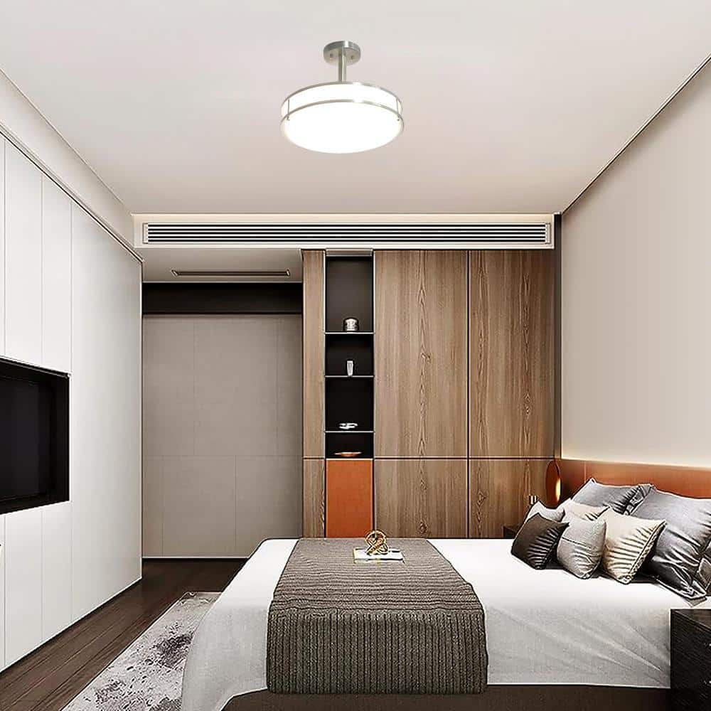 16 in. Brushed Nickel LED Chip Flush Mount Ceiling Light with Plastic Shade - Hercitys