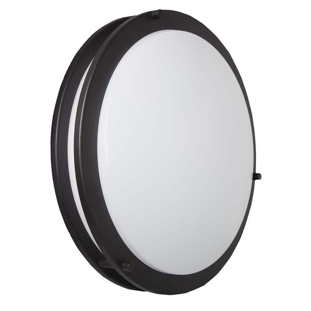 14 in. Round 1-Light Black Integrated LED Flush Mount - Hercitys