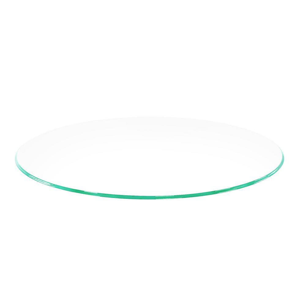 20 in. Clear Round Glass Table Top, 1/2 in. Thickness Tempered Ogee Edge Polished - Hercitys