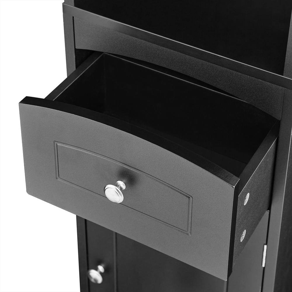 13.4 in. W x9.1in. D x 66.9 in. H Black MDF Ready to Assemble Tall Bathroom Cabinet with Drawer and Adjustable Shelf - Hercitys