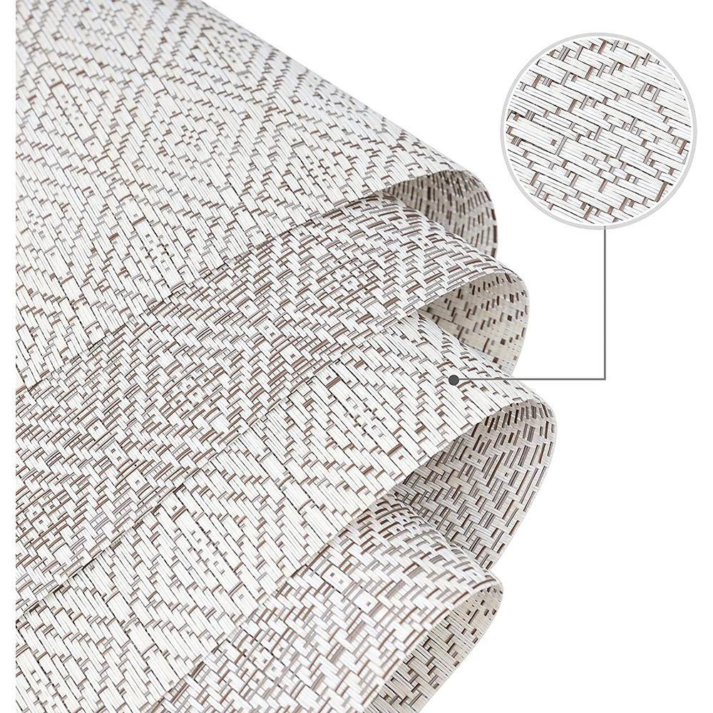 18 in. x 12 in. White Weave Vinyl Placemat (Set of 4) - Hercitys