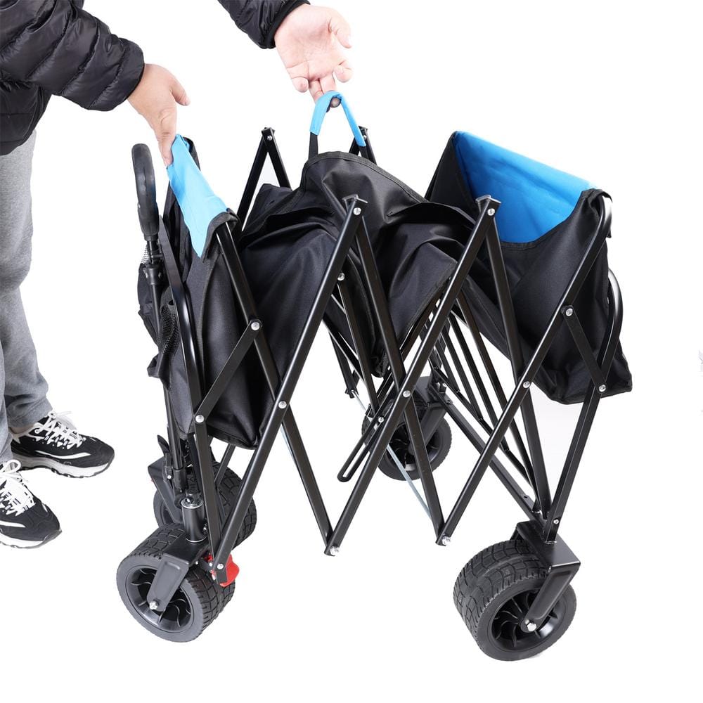 5.82 cu. ft. Steel Folding Garden Cart in Black and Blue Versatile Garden Cart - Hercitys