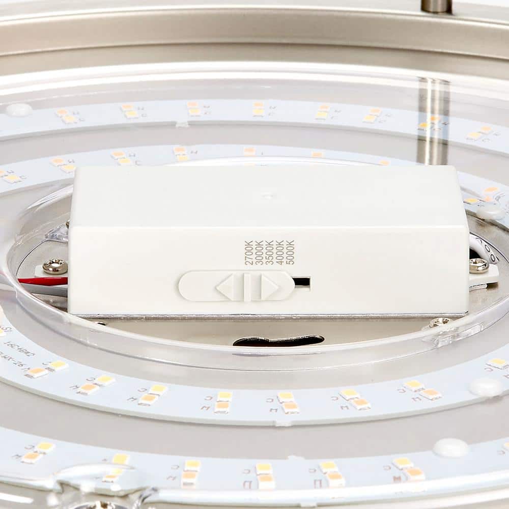 14 in. Satin Nickel LED Ceiling Mount Fixture, 5 CCT 2700K-5000K, 2100 Lumens, Dimmable - Hercitys