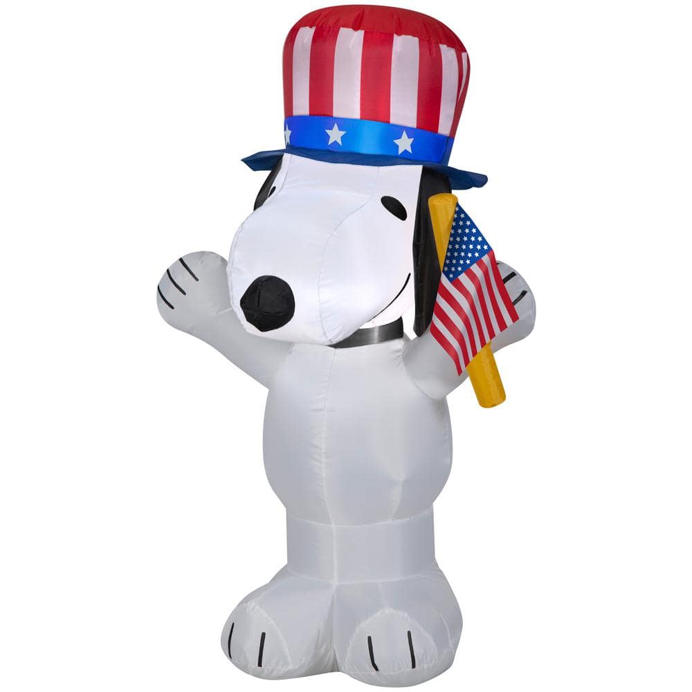 3.5 ft. Tall Airblown Patriotic Snoopy with Hat and Flag - Hercitys
