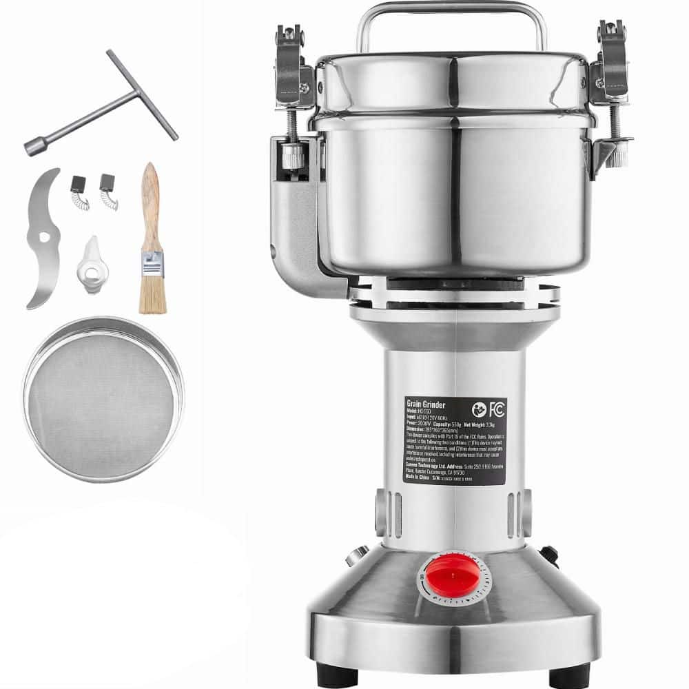 550g Electric Grain Mill Grinder, 2000-Watt High-Speed Commercial Spice Grinder, Stainless Steel Pulverizer - Hercitys